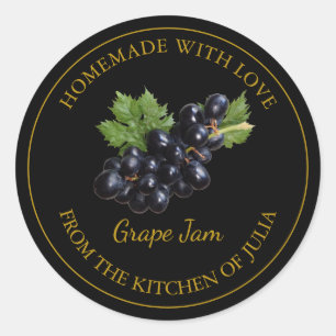 Zelfgemaakt druivenjam label Zwart