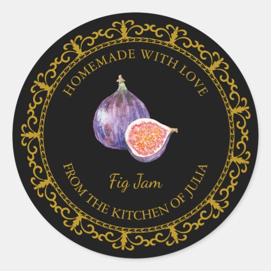 Zelfgemaakt Fig Jam Label L Zwart (Voorkant)