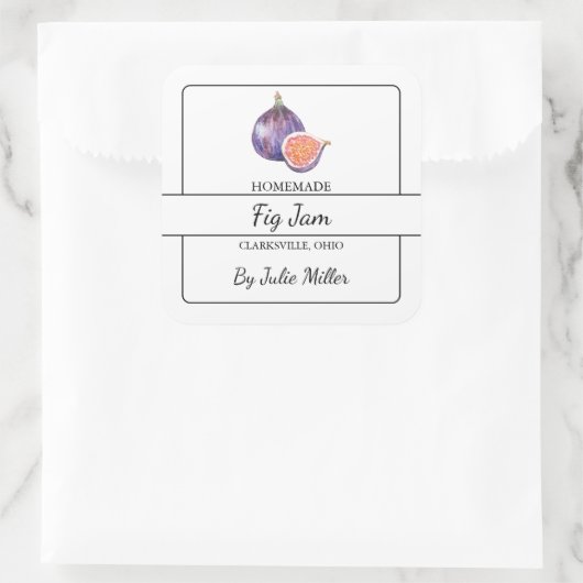 Zelfgemaakt Fig Jam Square Label (Tas)