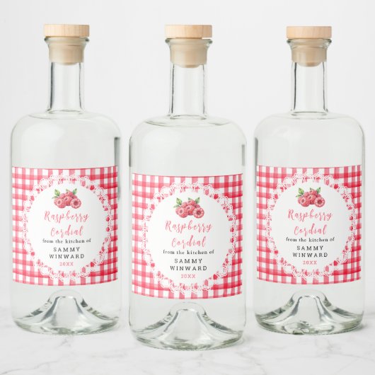 Zelfgemaakt Frambozensap Fles Etiket (Flessen)