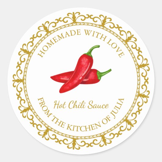 Zelfgemaakt Hot Chili Sauce Label L Wit (Voorkant)