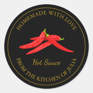 Zelfgemaakt Hot Sauce Label | Zwart