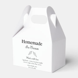 Zelfgemaakt ijs en ingrediënten gemaakt met liefde bedankdoosjes