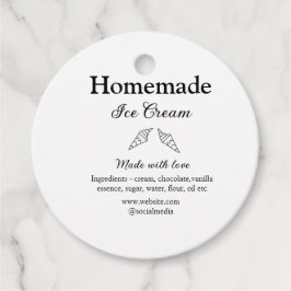 Zelfgemaakt ijs en ingrediënten gemaakt met liefde bedankjes labels