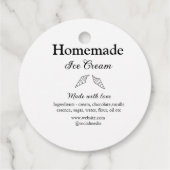 Zelfgemaakt ijs en ingrediënten gemaakt met liefde bedankjes labels (Achterkant)