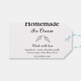 Zelfgemaakt ijs en ingrediënten gemaakt met liefde cadeaulabel