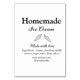 Zelfgemaakt ijs en ingrediënten gemaakt met liefde kaart