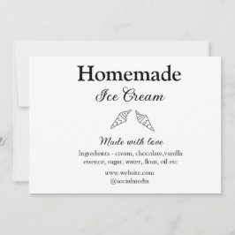 Zelfgemaakt ijs en ingrediënten gemaakt met liefde kaart