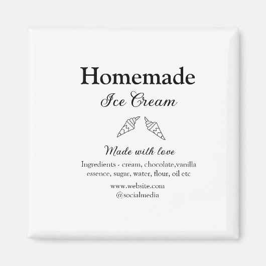 Zelfgemaakt ijs en ingrediënten gemaakt met liefde magneet (Voorkant)