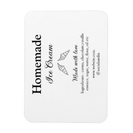 Zelfgemaakt ijs en ingrediënten gemaakt met liefde magneet