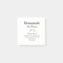 Zelfgemaakt ijs en ingrediënten gemaakt met liefde post-it® notes