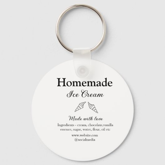 Zelfgemaakt ijs en ingrediënten gemaakt met liefde sleutelhanger (Voorkant)