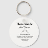 Zelfgemaakt ijs en ingrediënten gemaakt met liefde sleutelhanger (Achterkant)