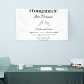 Zelfgemaakt ijs en ingrediënten gemaakt met liefde spandoek (Beurs)