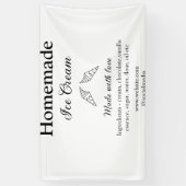 Zelfgemaakt ijs en ingrediënten gemaakt met liefde spandoek (Verticaal)