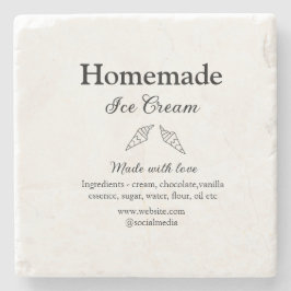 Zelfgemaakt ijs en ingrediënten gemaakt met liefde stenen onderzetter