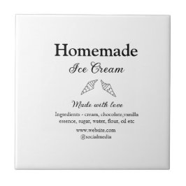 Zelfgemaakt ijs en ingrediënten gemaakt met liefde tegeltje