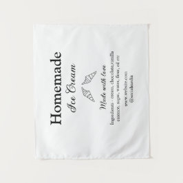 Zelfgemaakt ijs en ingrediënten gemaakt met liefde wandkleed