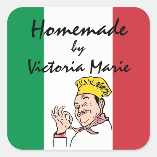 Zelfgemaakt Italiaans eten gepersonaliseerd Vierkante Sticker (Voorkant)