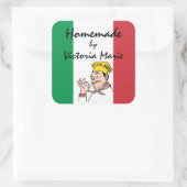 Zelfgemaakt Italiaans eten gepersonaliseerd Vierkante Sticker (Tas)