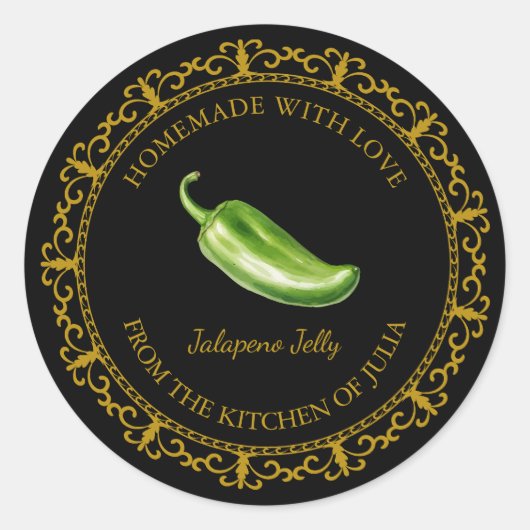  Zelfgemaakt Jalapeno Jelly Label L Zwart (Voorkant)