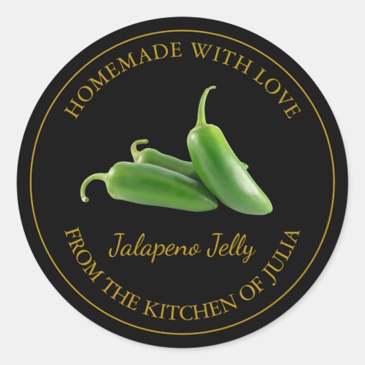 Zelfgemaakt Jalapeno Jelly Label | Zwart (Voorkant)