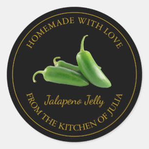 Zelfgemaakt Jalapeno Jelly Label   Zwart