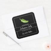 Zelfgemaakt Jalapeno Jelly Square Label Zwart (Envelop)