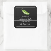 Zelfgemaakt Jalapeno Jelly Square Label Zwart (Tas)