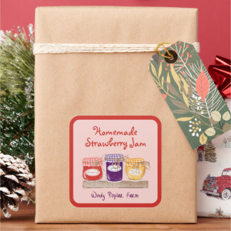 Zelfgemaakt Jam & Gelei Productlabel Vierkante Sticker
