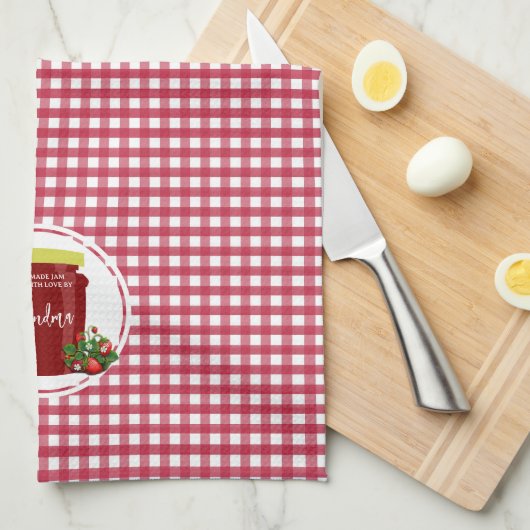 Zelfgemaakt Jam Red and White Gingham bewerkbaar l Theedoek (Quarter Fold)