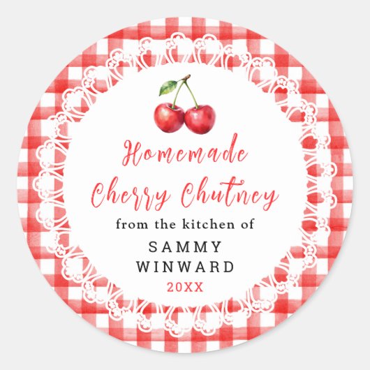 Zelfgemaakt Kersen Chutney Pot Etiket (Voorkant)