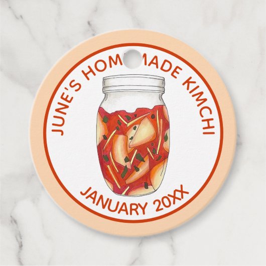 Zelfgemaakt Kimchi Gefermenteerde Kool Koreaans et Bedankjes Labels (Voorkant)