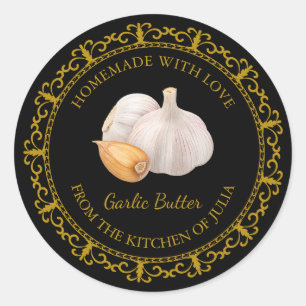Zelfgemaakt Knoflook Butter Label L Zwart