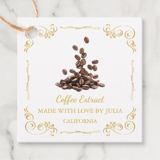 Zelfgemaakt Koffie Extract Square Hang Label (Voorkant)