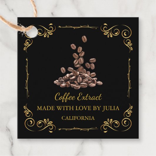 Zelfgemaakt Koffie Extract Square Hang Label (Voorkant)