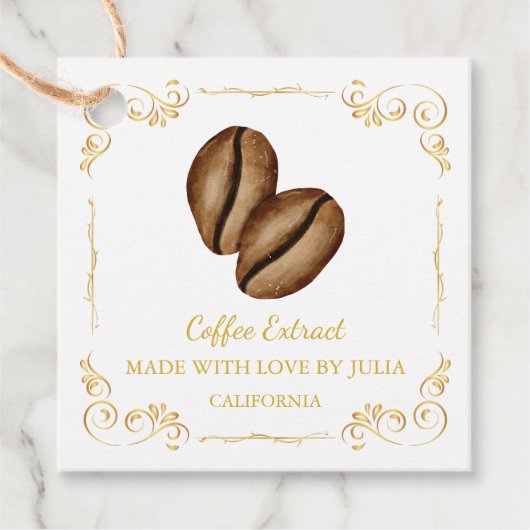 Zelfgemaakt Koffie Extract Square Hang Label (Voorkant)