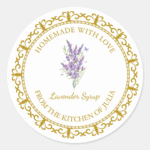  Zelfgemaakt Lavendel stroop label l Wit