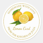 Zelfgemaakt Lemon Curd Label | Wit (Voorkant)