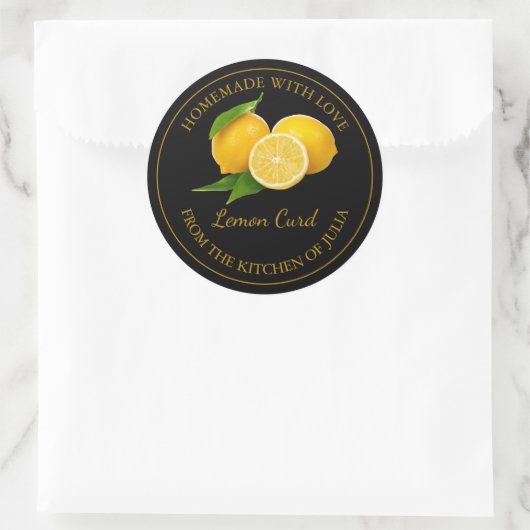 Zelfgemaakt Lemon Curd Label | Zwart (Tas)