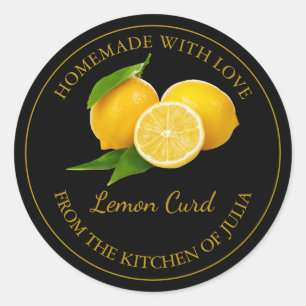 Zelfgemaakt Lemon Curd Label   Zwart