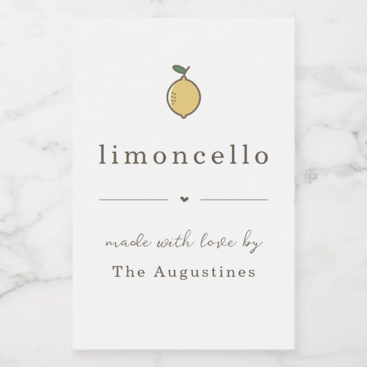 Zelfgemaakt Limoncello cadeau label Voedselcontainer Etiket (Enkel label)