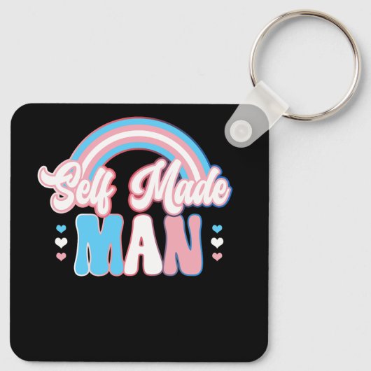 Zelfgemaakt Man Gay Trans Pride Flag Transgender F Sleutelhanger (Achterkant)