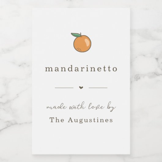 Zelfgemaakt Mandarinetto Mandarijn Likeur Gift Lab Voedselcontainer Etiket (Enkel label)