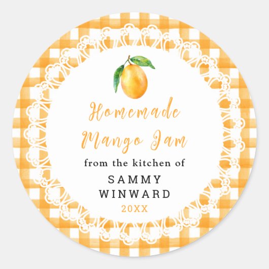 Zelfgemaakt Mango Jam Pot Etiket (Voorkant)