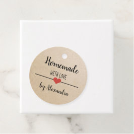 Zelfgemaakt met liefde ambachtelijke script op maa bedankjes labels