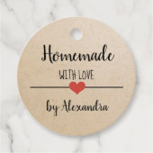 Zelfgemaakt met liefde ambachtelijke script op maa bedankjes labels (Voorkant)