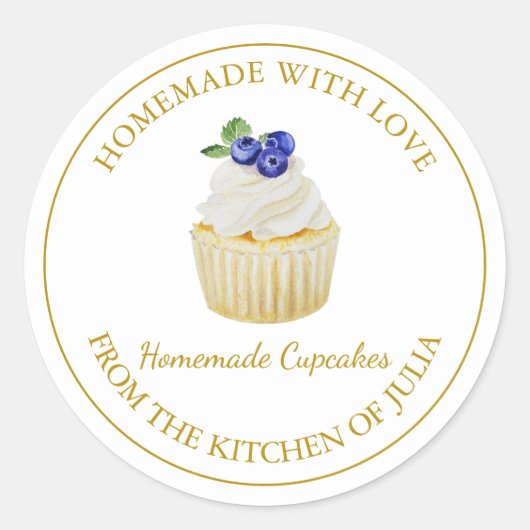 Zelfgemaakt met liefde Blueberry Cupcake Label | W (Voorkant)
