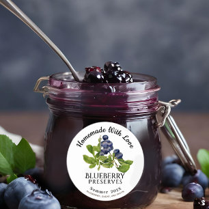 Zelfgemaakt met liefde Blueberry Preserveert Zomer Ronde Sticker
