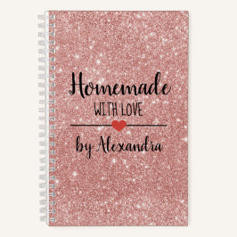 Zelfgemaakt met liefde blush roze glitter recept notitieboek